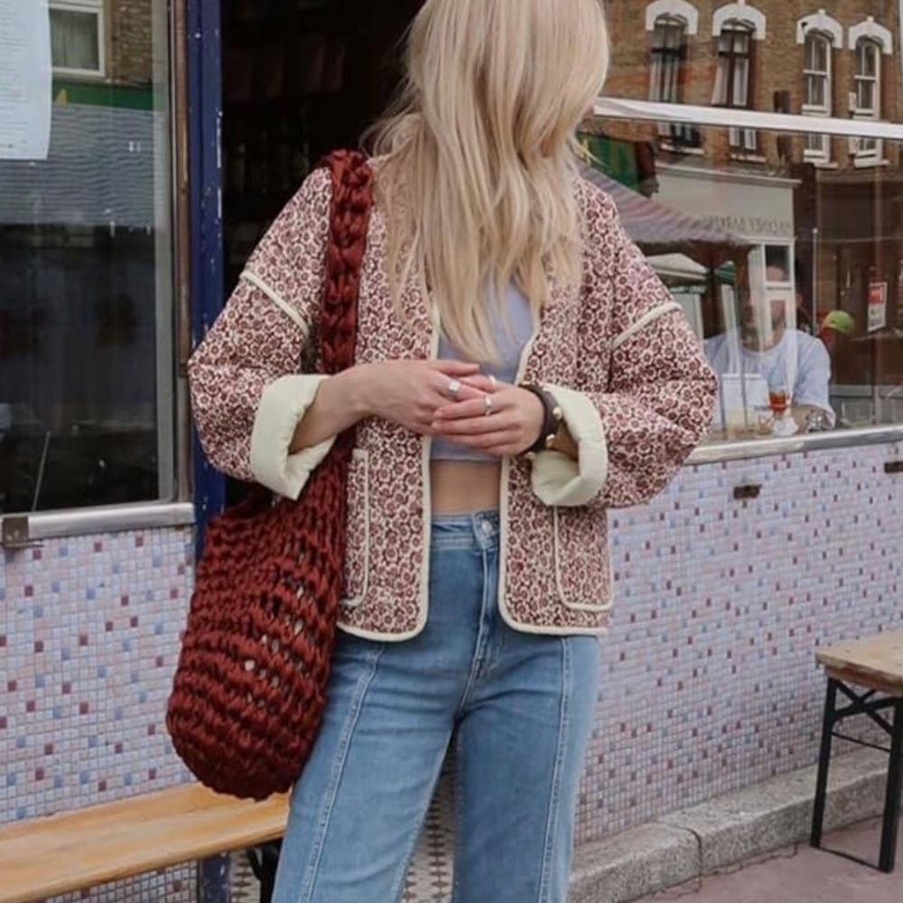 Free People knock off Floral Jacket in Rust & Cream